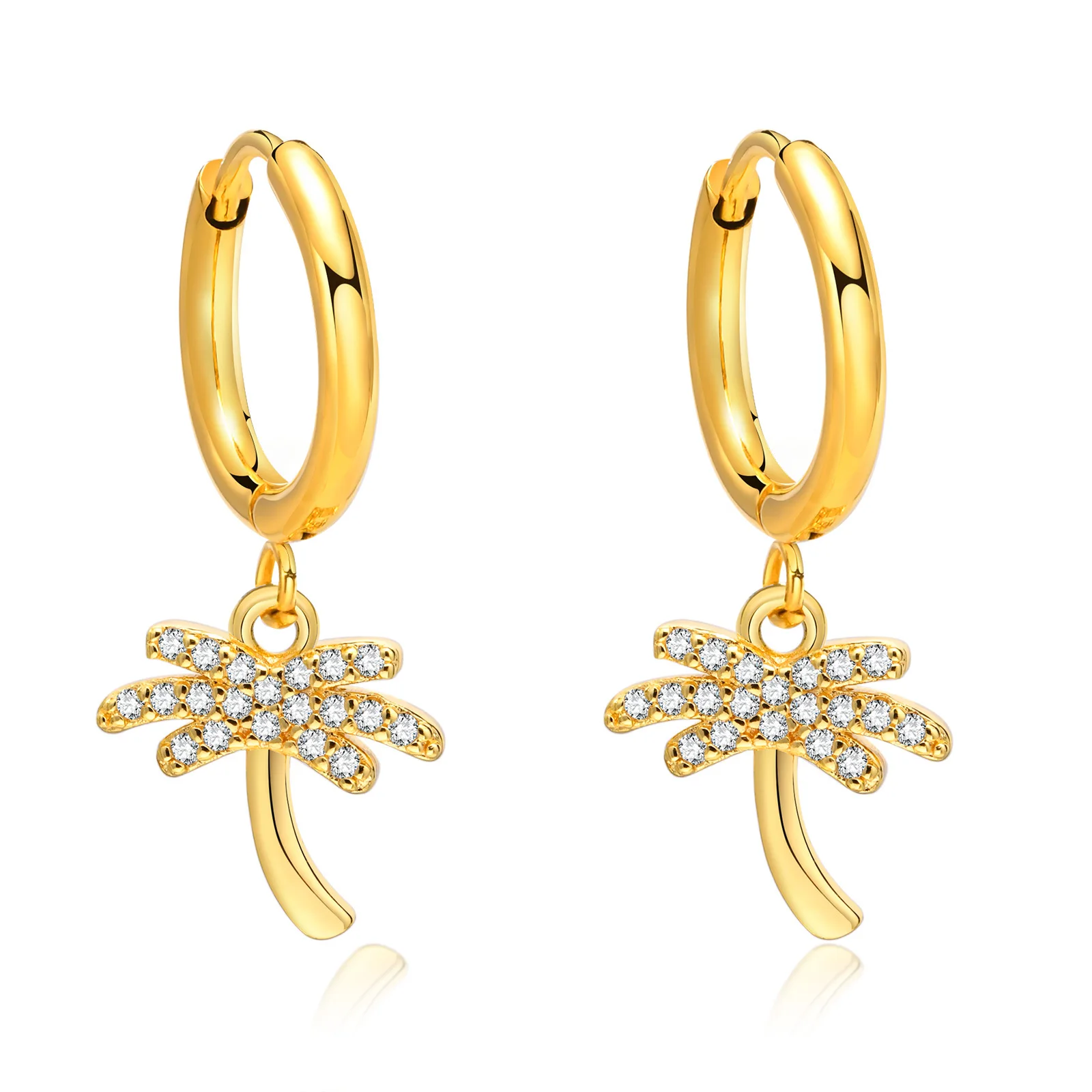 

2022 New Trendy Japan&Korea Style Women Earrings,Bling CZ Stone PVD Gold Tone Stainless Steel Ear Clips Jewelry