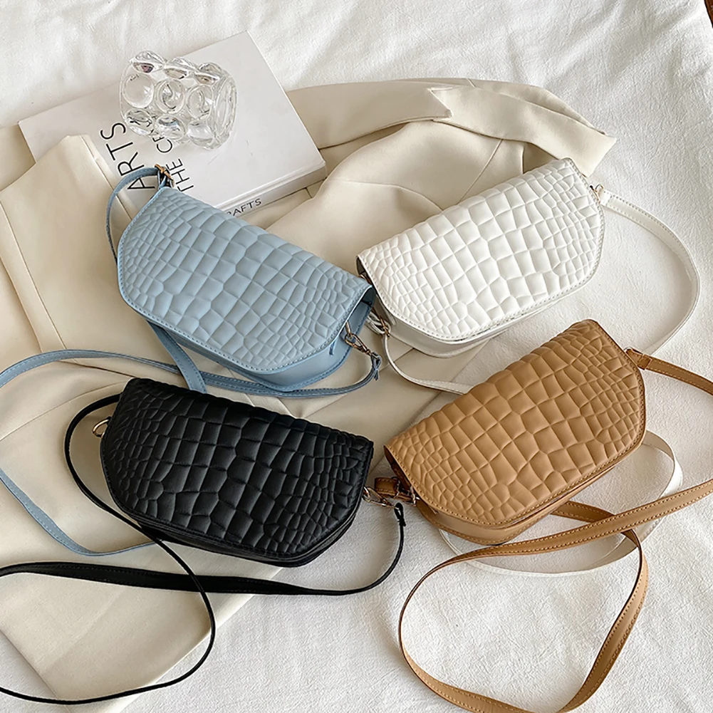 

Модная сумка через плечо из искусственной кожи с узором под камень, однотонная сумка-мессенджер неправильной формы, сумка-Седло для телефон...