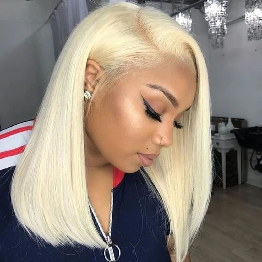 13x4 Short Bob Wig 613 Honey Blonde Color Brazilian Straight Bob Wig Lace Front Human Hair Wigs Lace Frontal Wigs for Women