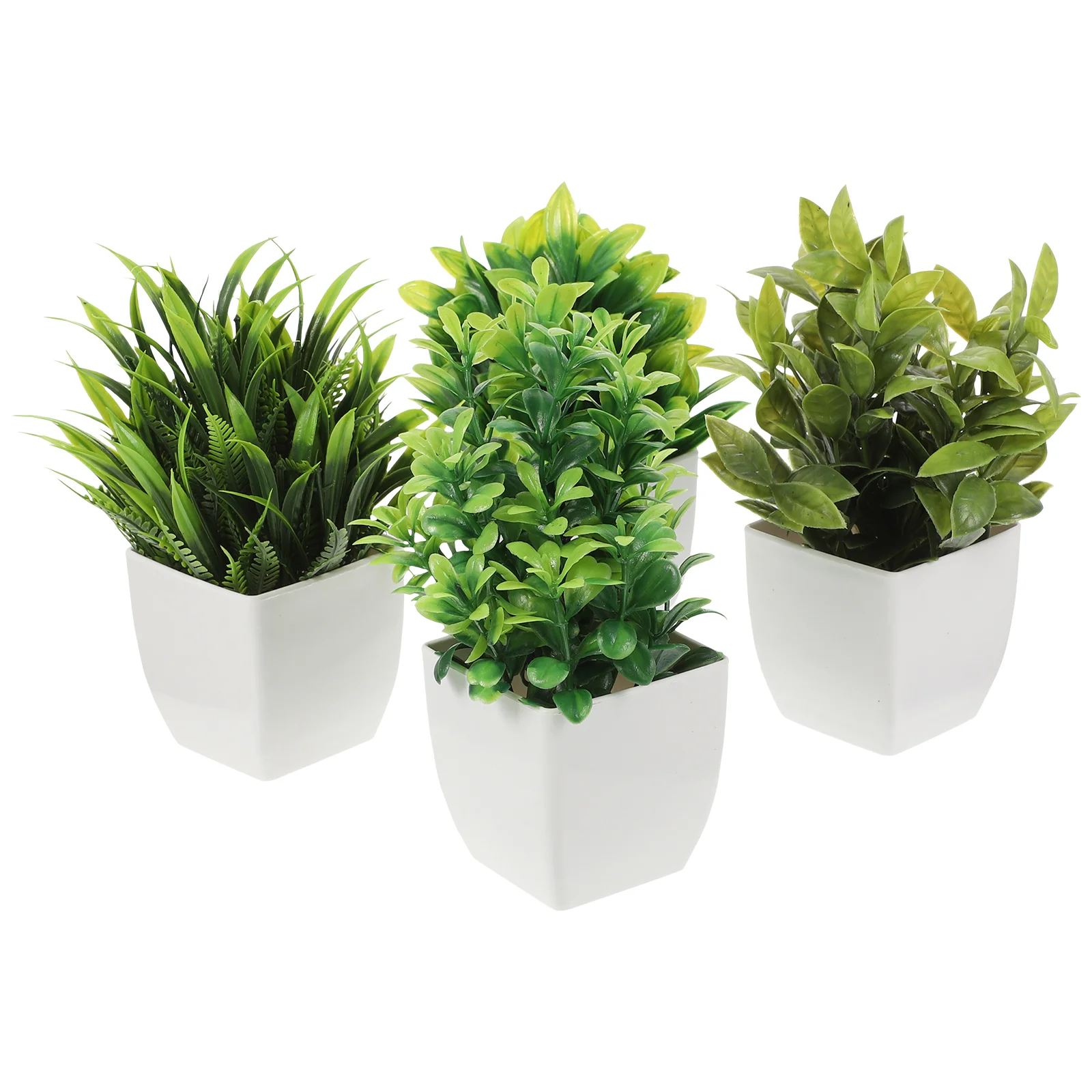 

4 Pcs Artificial Potted Faux Plants Indoor Indoors Green Fake Bonsai Decorative Plastic Figurine Office