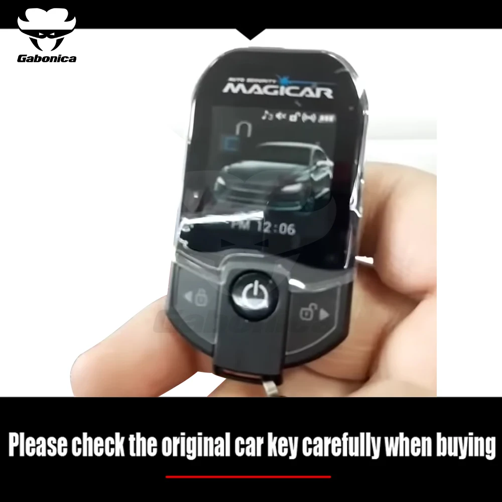 Фото Чехол для ключей из АБС-пластика с карбоновым волокном для Magicar 909 D909S, защитный корпус для двухсторонней автомобильной сигнализации с ЖК-дисплеем, аксессуары для брелока №2