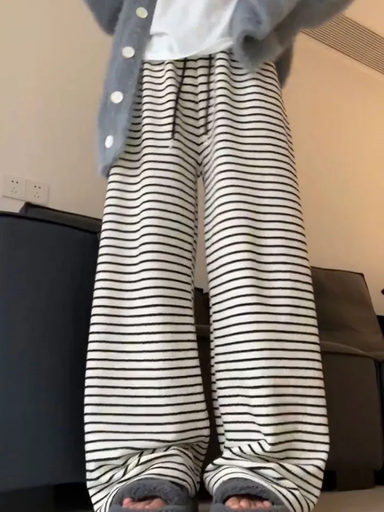 2024 японские полосатые женские повседневные брюки уличная одежда свободные милые