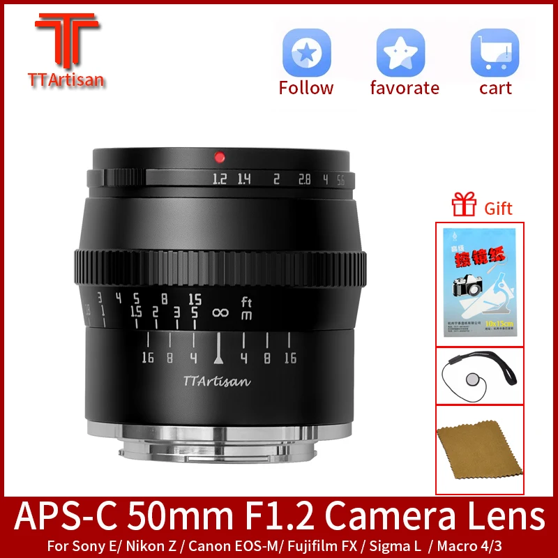 TTartisan 50 мм F/1 2 объектив с большой апертурой для Sony E Fuji X Micro 4/3 M43 Canon EOS-M Nikon Z Leica L Mount
