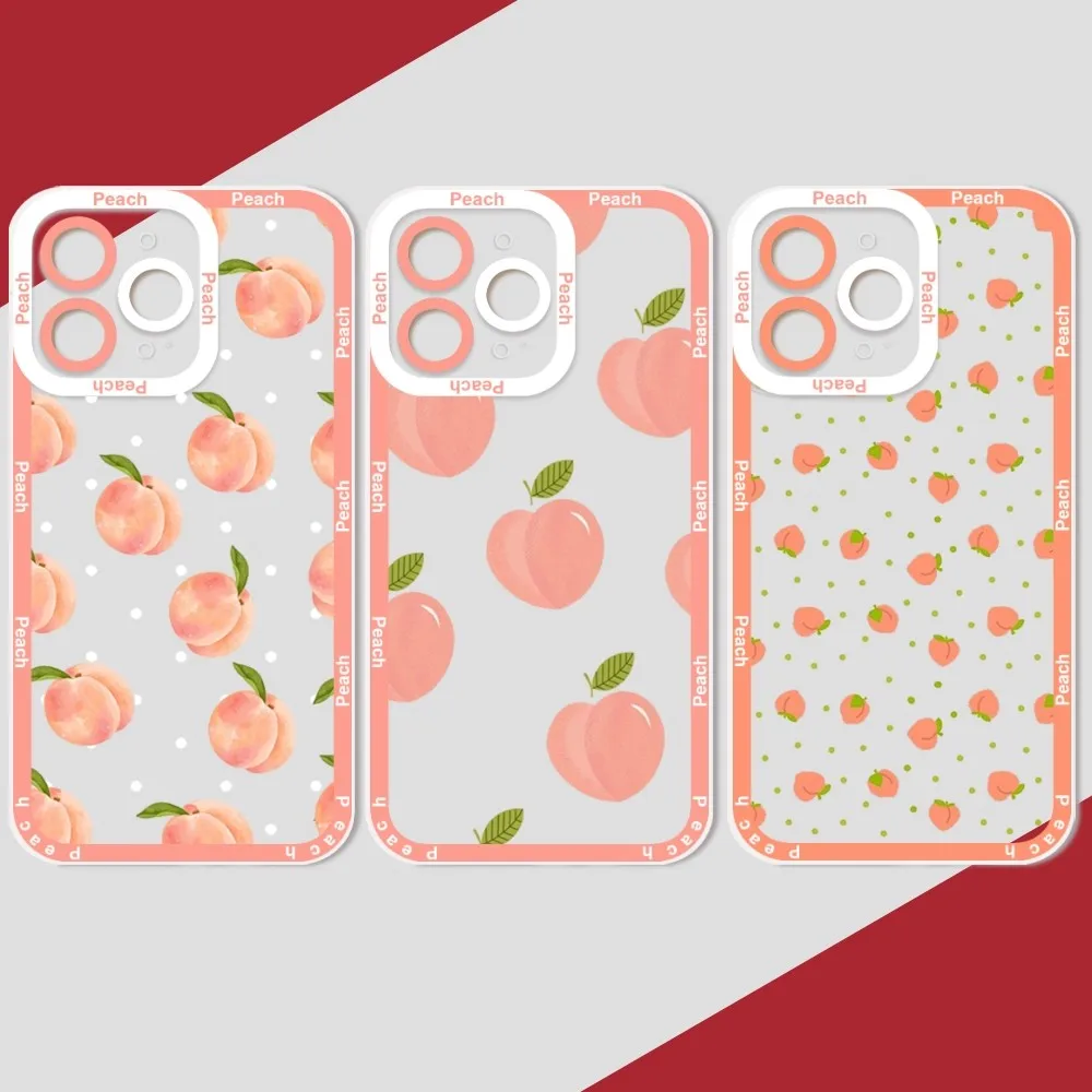 

Cartoon Fruit Peach Phone Case Phone Case for iPhone 11 12 13 Mini Pro Max 14 Pro Max Case shell Funda Cover