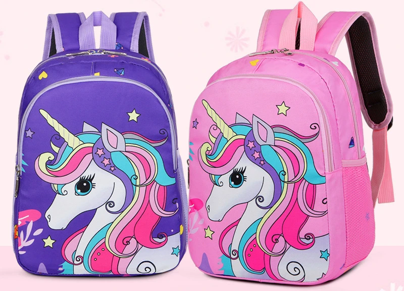 Children's Fashion Cartoon Lovely Unicorn Waterproof School Bag for Kindergarten Boys and Girls Children Leisure Nylon Backpacks