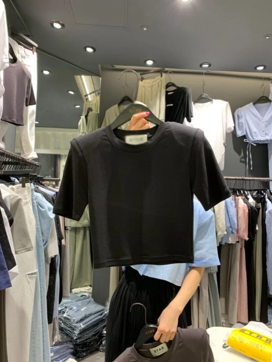 Женская футболка с коротким рукавом и круглым вырезом в Корейском стиле