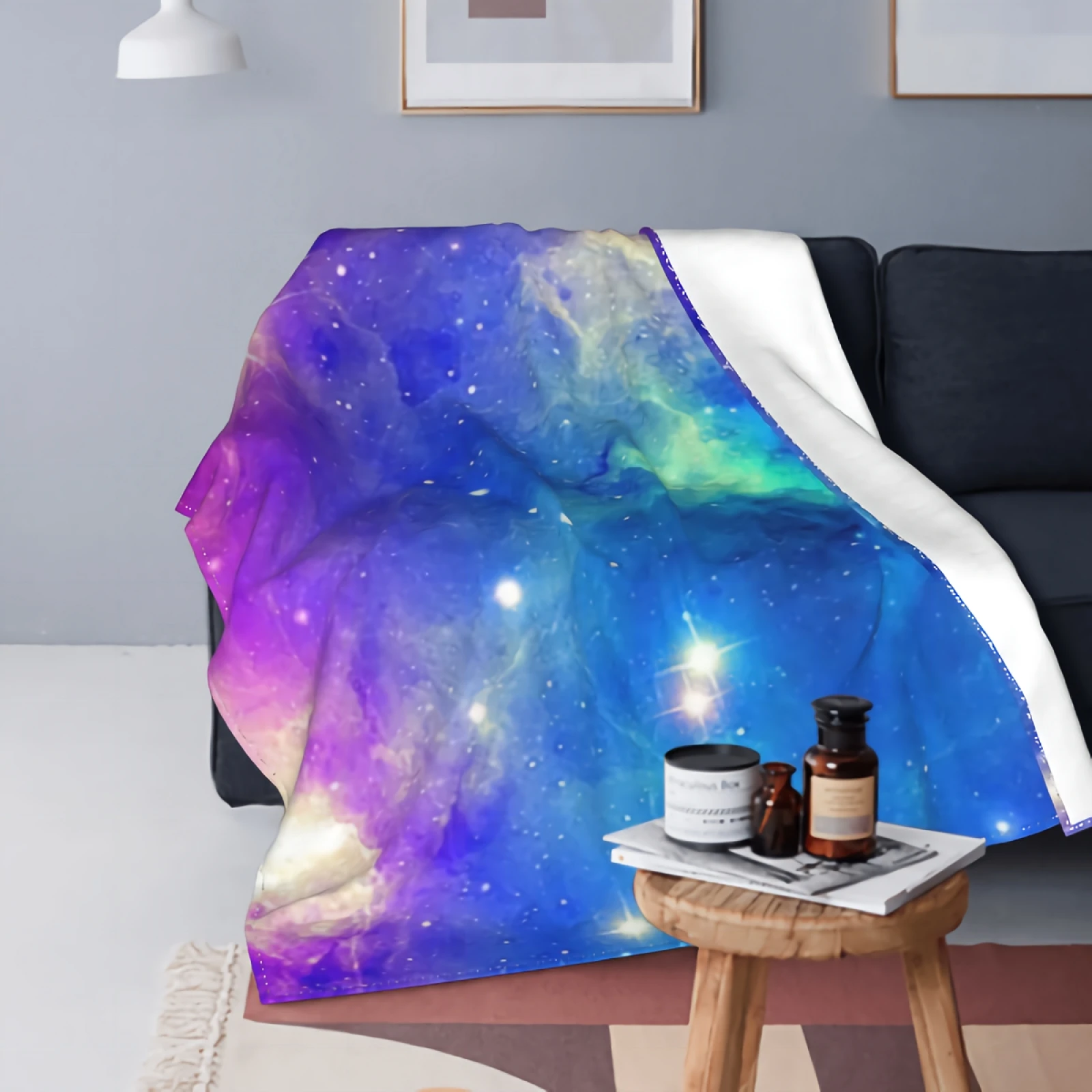 

Galaxy Cool Free Space Blanket for Kids Adults Sherpa Blanket for Boys Soft Cozy Girl Fuzzy Throw Blanket Plush Blanket
