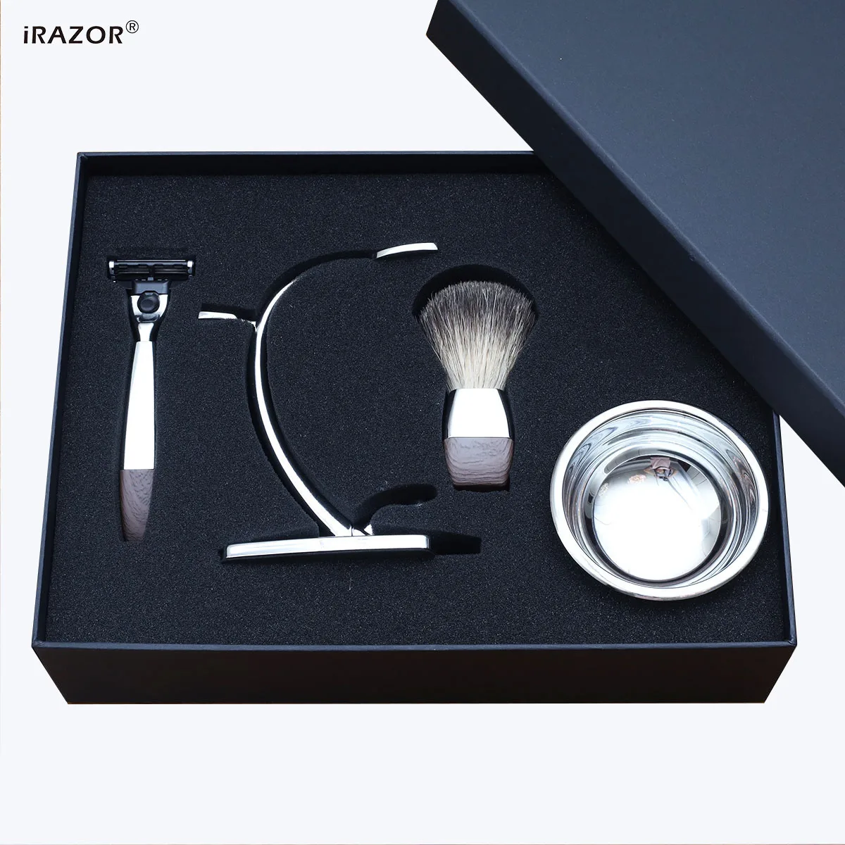 iRAZOR Luxury Mach 3 безопасная бритва мужской набор для бритья деревянная ручка с