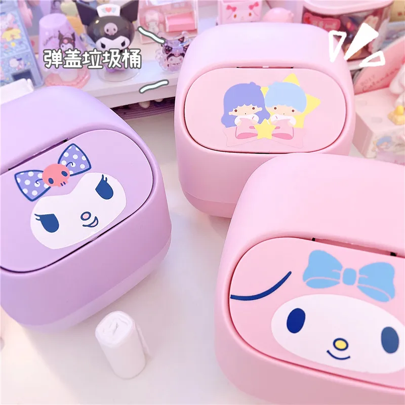 Милая Крышка для мусорного ведра My Melody Littletwinstars Kuromi Kawaii настольная корзина мусора