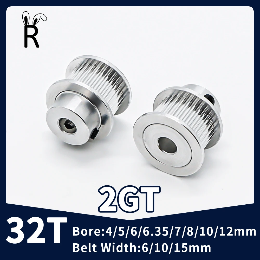 

32Teeth Synchronous Pulley GT2 Timing Pulley Bore 4/5/6~10/12mm 2M Teeth Width 6/10/15mm 3D Printer Parts 2GT Synchronous Wheels