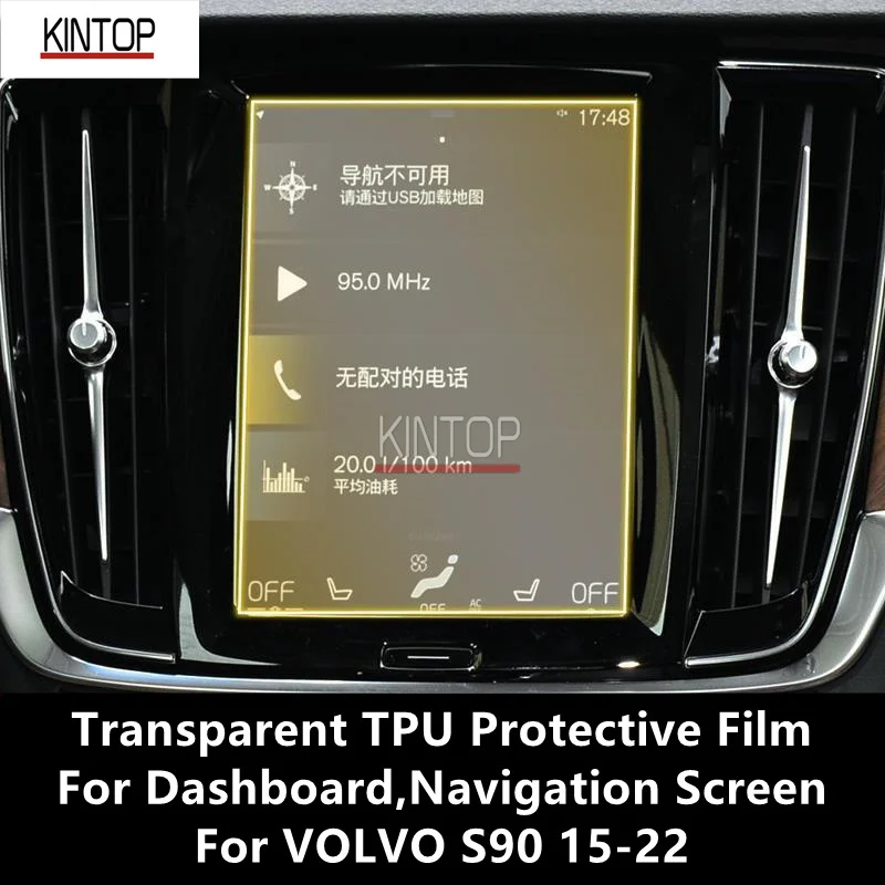 

For VOLVO S90 15-22 Dashboard,Navigation Screen Transparent TPU Protective Film Anti-scratch Repair Accessories Refit