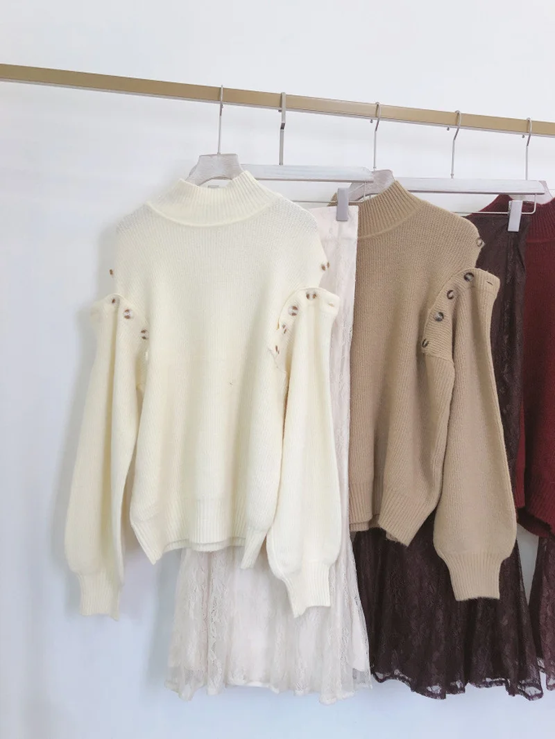 Женские джемперы на пуговицах Kuzuwata теплые трикотажные свитеры с длинным рукавом