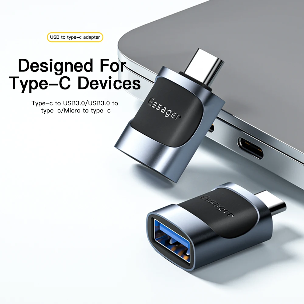 Адаптер Essager USB на Type C OTG Переходник Micro для Xiaomi Oneplus POCO3 HUAWEI Samsung iPad Macbook 3 0 коннектор