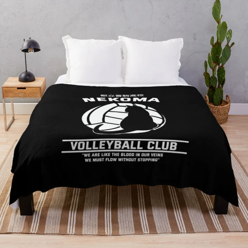 

Haikyuu!, школьный волейбольный клуб Nekoma, покрывало с белым текстом для дивана, тонкое пушистое меховое одеяло