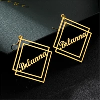 fashion customized name earrings personalized stainless steel jewelry for women girls rose gold letter earring best gift