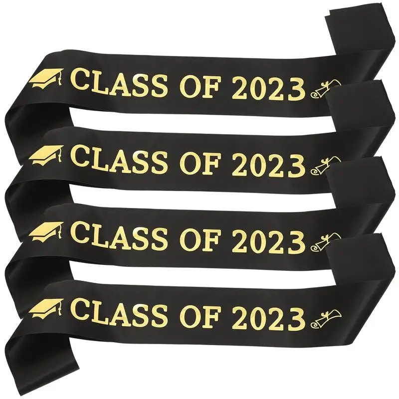 

4pcs Class of 2023 Graduation Party Ceremony Gold Stamping Etiquette Belt Graduates Sashes Graduation Sash Party Accessories