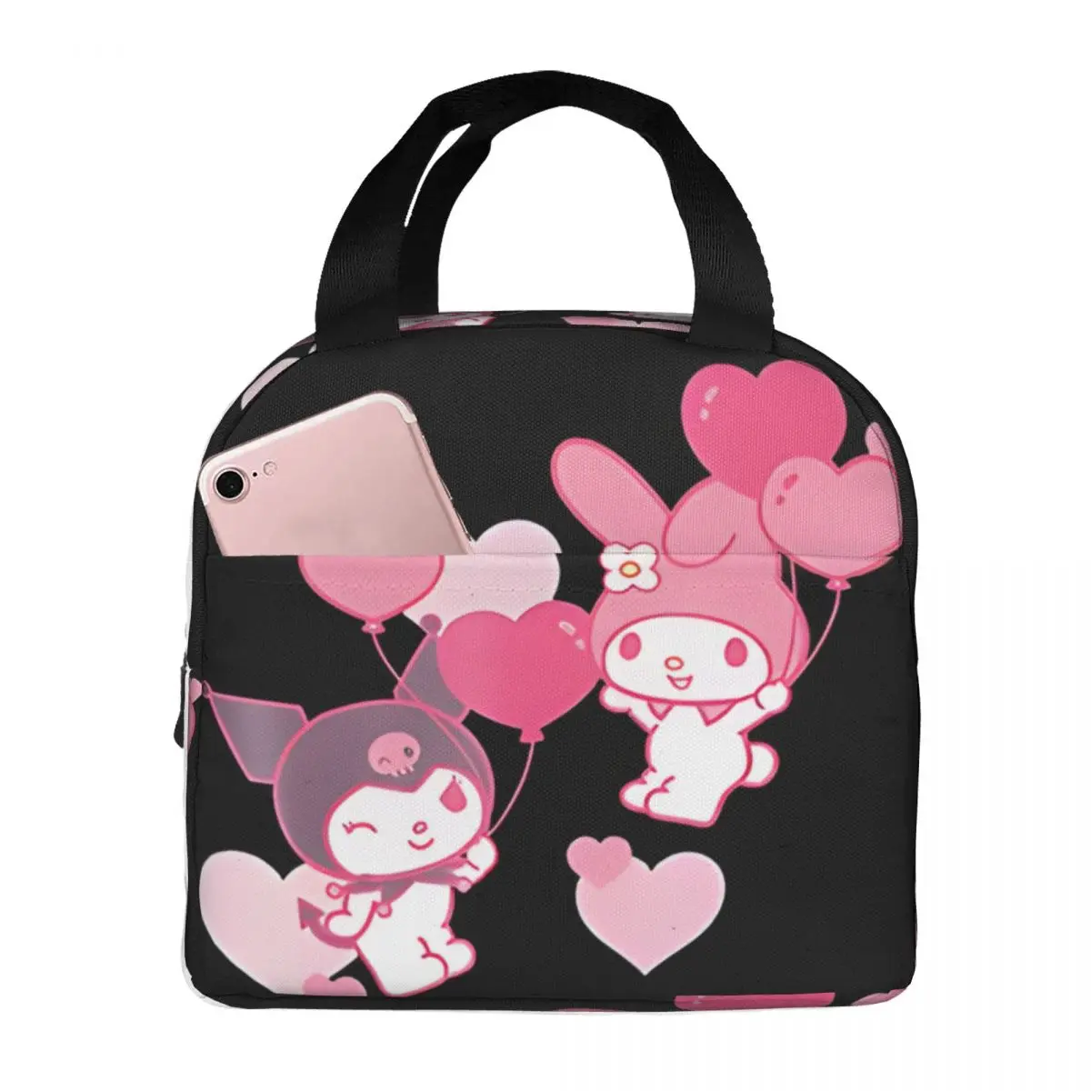 Сумка-тоут для студентов Sanrio Food Pouch Beverage My Mᄅldy And Kromi День Святого Валентина Сердца