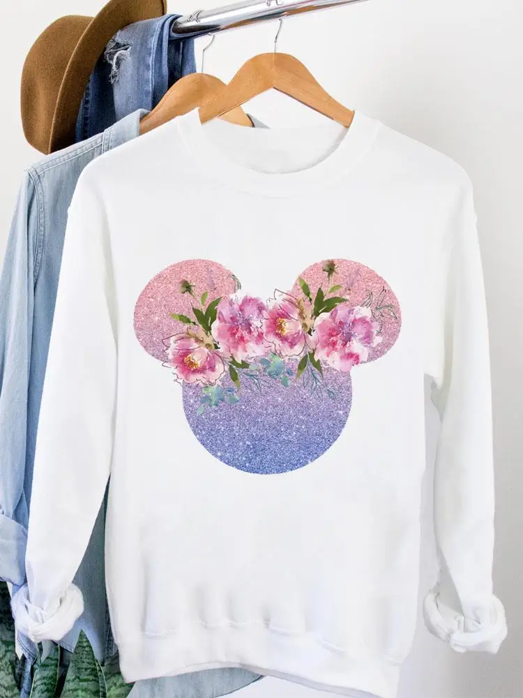 

Одежда с Микки Маусом пуловеры модная одежда женская одежда с цветочным рисунком акварельными ушками женские праздничные свитшоты с графи...