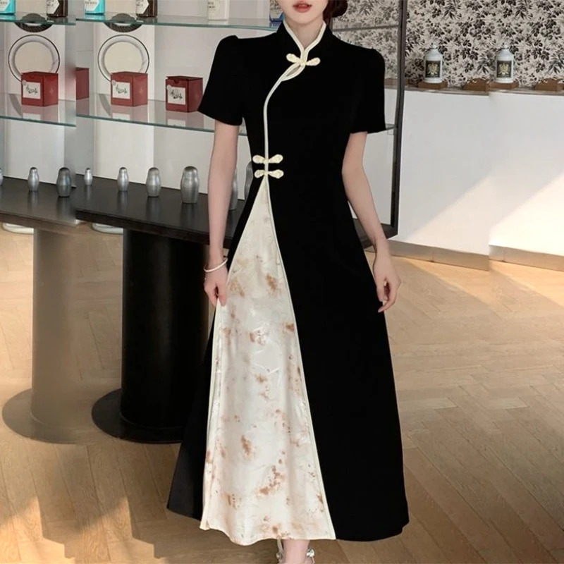 Женское длинное платье в китайском стиле элегантное облегающее Чонсам с