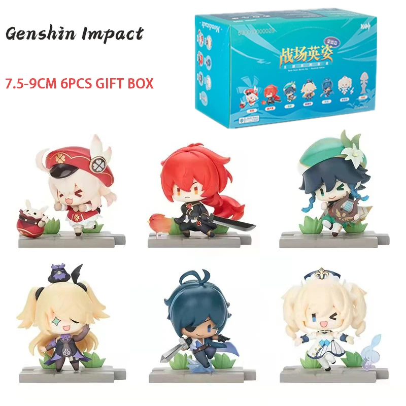 

6pcs Genshin Impact Klee Diluc Venti Fischl Kaeya Babara Anime Action Figure Toy Collectible Model Doll Blind Box Gift For Kids