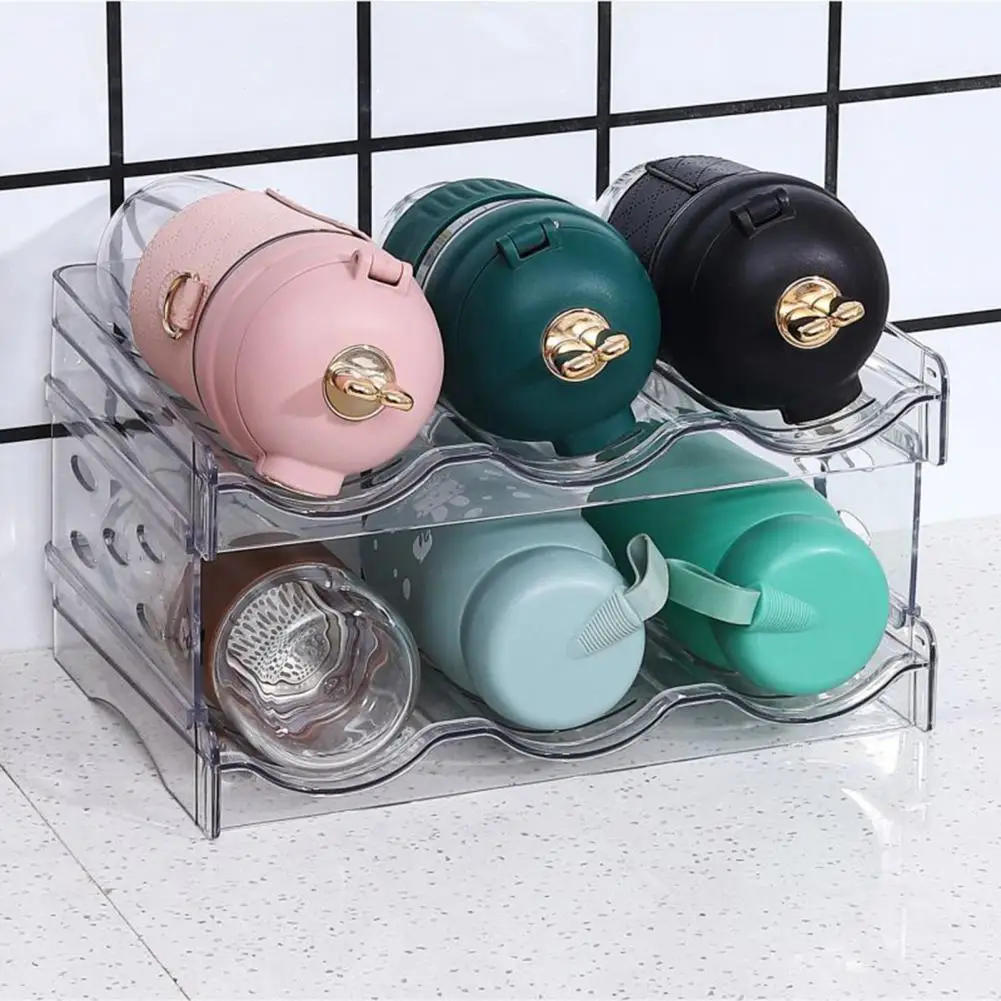 

Transparent Drink Organizer Stable Structure Two Layers Transparent Bottle Storage Shelf Household Stuff