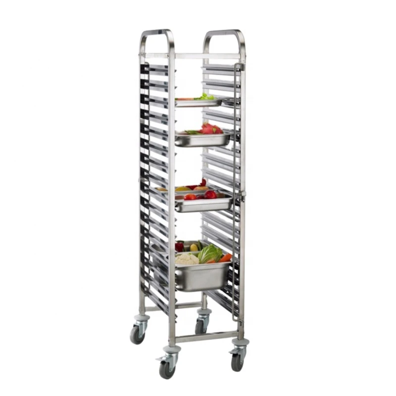 

Commercial Home Kitchen Cooling Stainless Steel 1/1 GN Pan Rack Food Tray Trolley