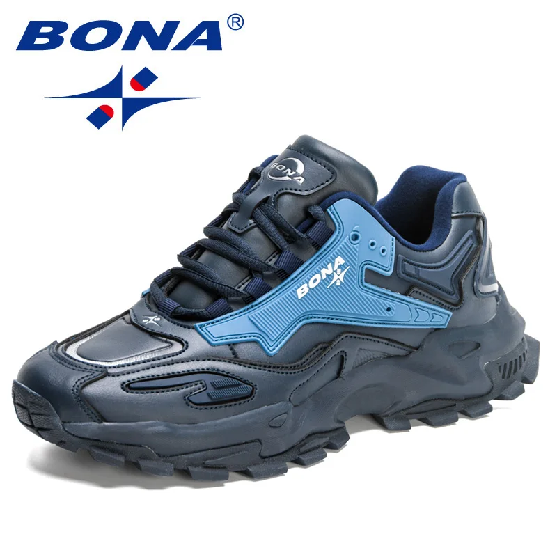 BONA 2023 New Designers Trendy Running Sneakers Men Outdoor Hard-wearing Athletic Shoes Man Fashion Footwear Black All-match