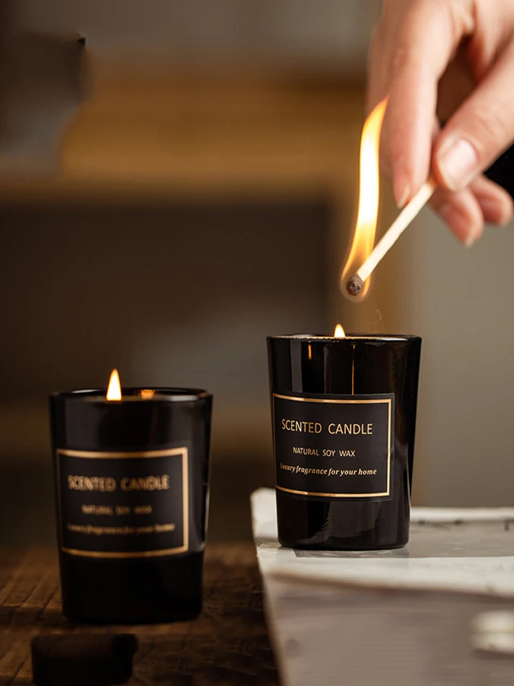 

Smokeless Scented Candle with Wooden Cover Environmental Lightings Candle Jars Romantic Valentine's Day Gift Home Decoration