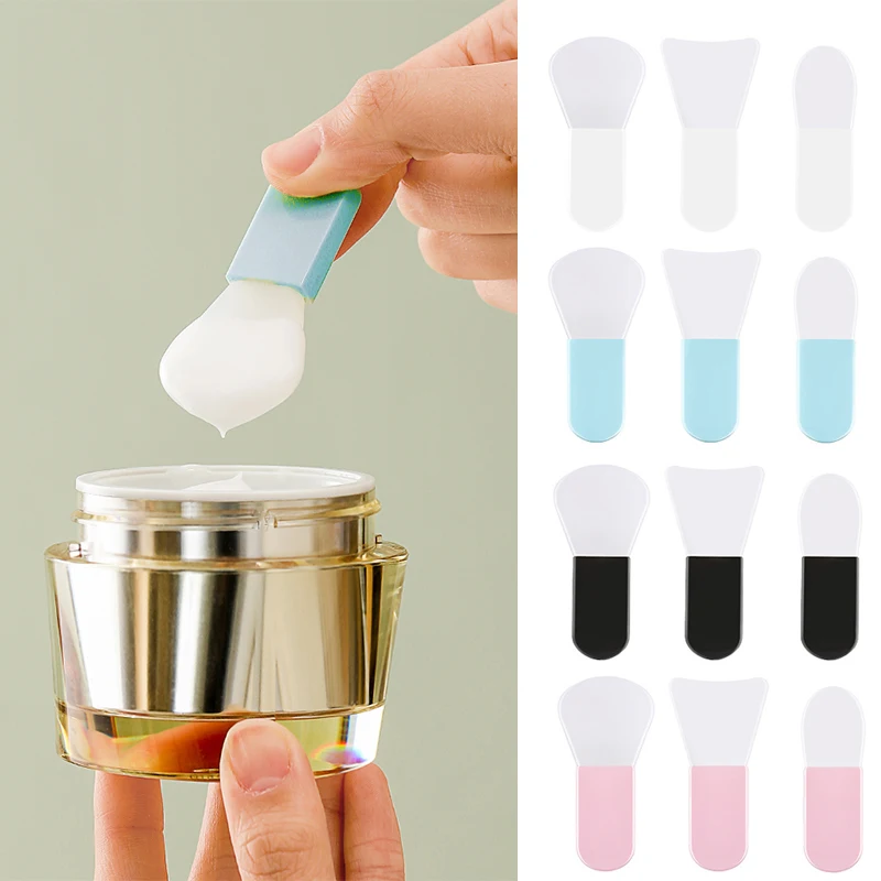 3pcs Mini Size Flat Soft Silicone Face Mask Brush Blender Concealer Brush Skin Care Makeup Tool Foundation Applicator BB Cream