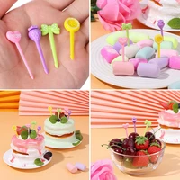 kids pick toothpick salad mini fruit tableware button bow strawberry heart 8 pcsset