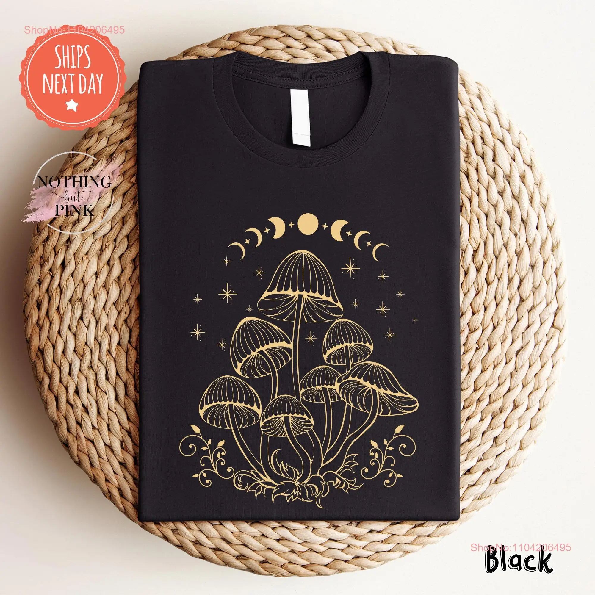 Футболка с грибами Moon Phase Aesthetic Cottagecore Dark Academia Fungus длинными или короткими рукавами