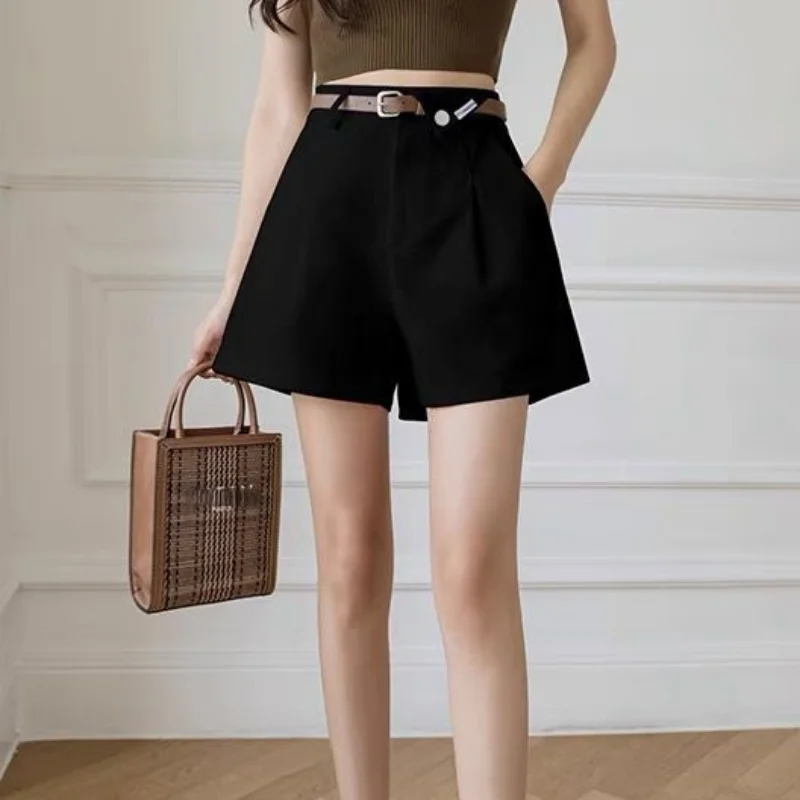 Boxer Wide High Waist Womens Shorts Yellow Kawaii Short Pants for Women To Wear Cute Baggy Loose Black Clothes Classic Vintage