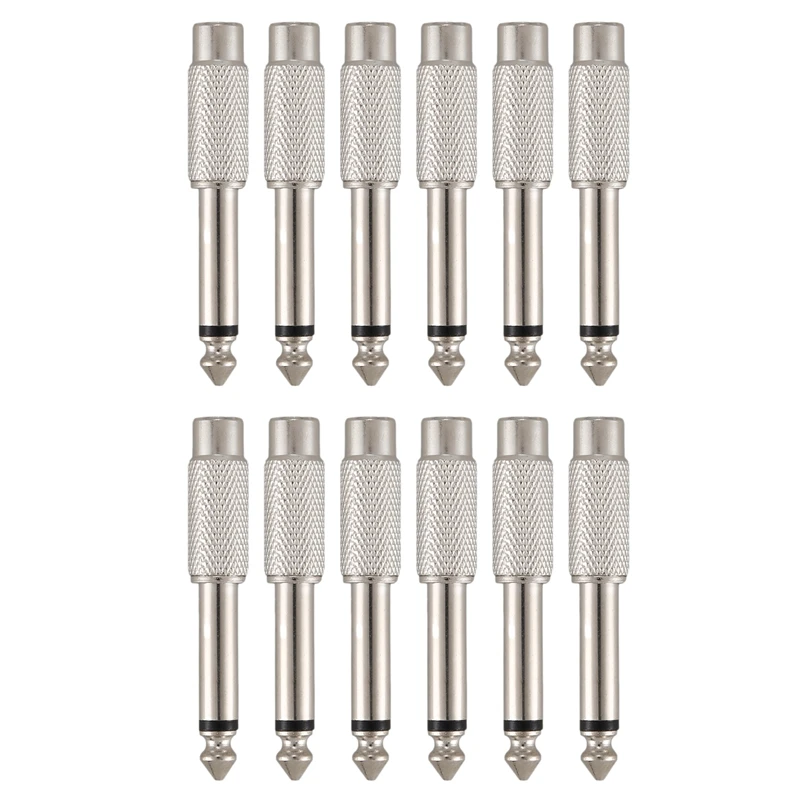 

6.3Mm 0.6Cm Mono Male Connector To RCA Female Jack Audio Adapter 12Pcs