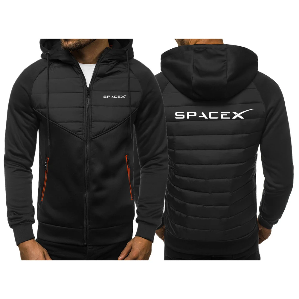 

Мужские Новые осенне-зимние модные куртки с хлопковой подкладкой и логотипом SpaceX Space X 2023, утепленные повседневные куртки с капюшоном