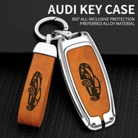 metal leather car remote key case cover shell for audi a6 a7 a8 e tron q5 q8 c8 d5 gold edge design protector fob accessories