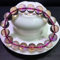 natural ametrine quartz clear round beads bracelet 12mm purple yellow ametrine amethyst women men crystal jewelry aaaaa