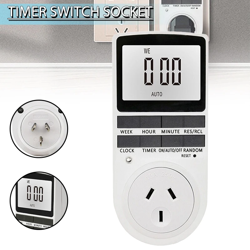 

New 240V AU Plug Digital Timer Switch Automation Socket Electric Programmable Power Smart Control Kitchen Timer Socket Outlet