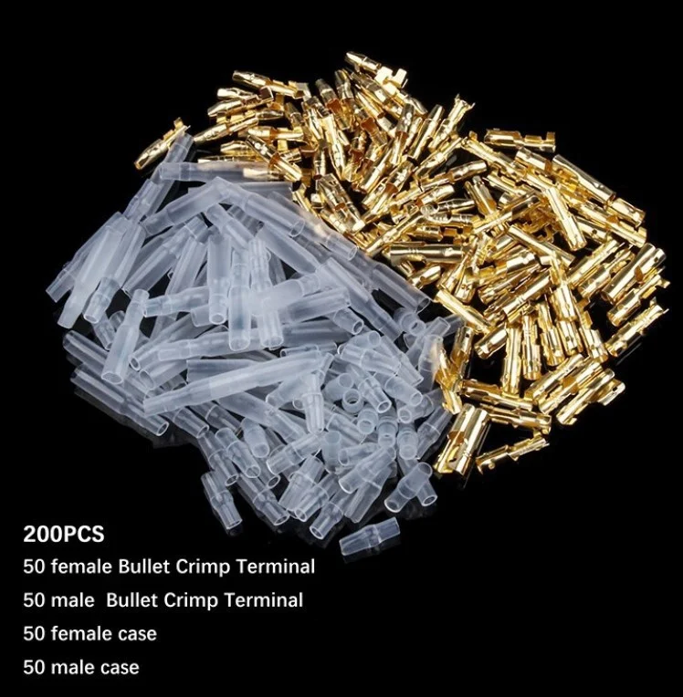 200 шт./лот 4 0 ММ гнездовые и мужские пулевидные клеммы коннектор из золотистой