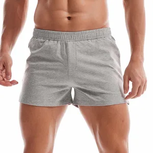Mens Cotton Sleep Bottoms Lounge Home Pajama Shorts Elastic Waist Breathable Solid Underwear Boxers 