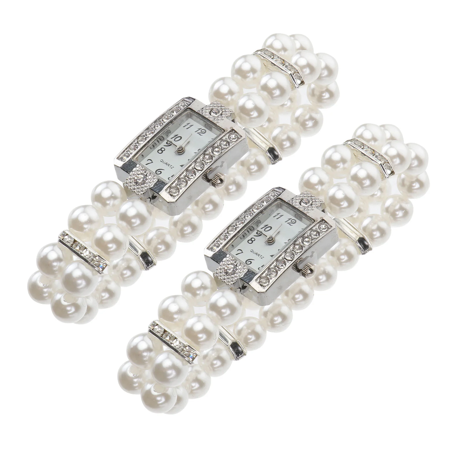 

2Pcs Imitation Pearl Watch Fashion Watch Durable Quartz Watch Casual Watch