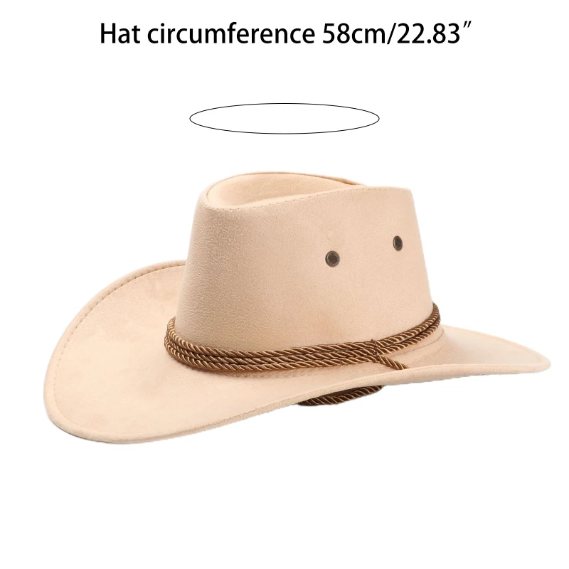 

Stylish Western Cowboy Hat Wide Brim Cowgirl Hat All-match Jazz Hat Faux Suede Cowboy Top Hat Gift for Valentine's Drop Shipping