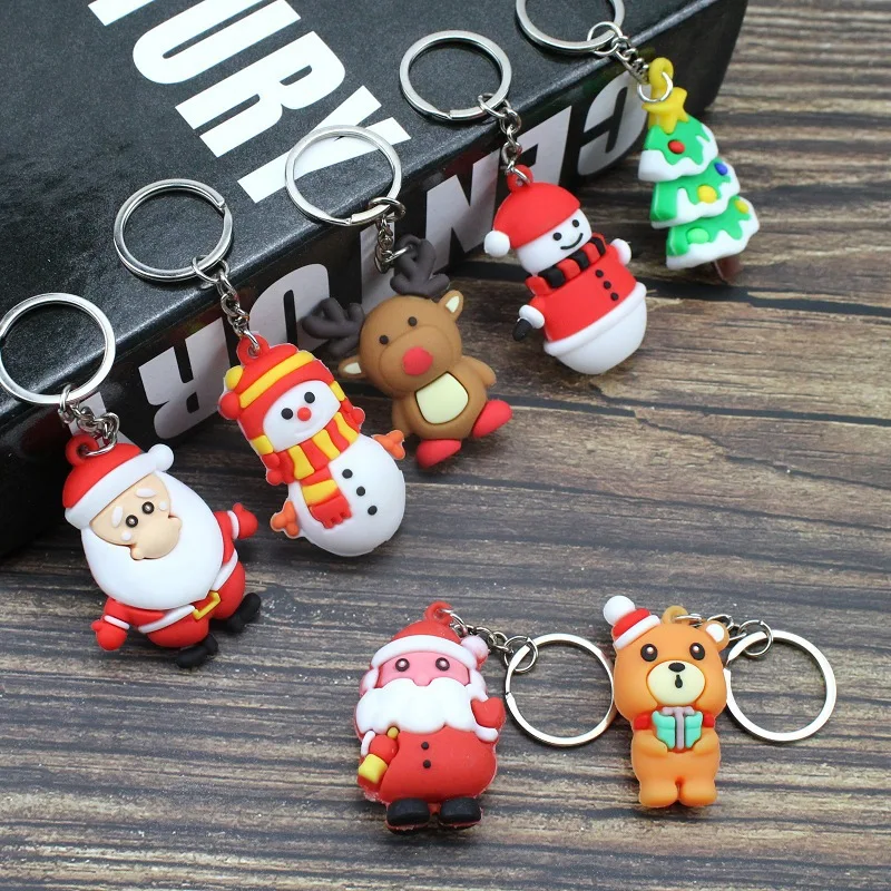 

Cartoon Santa Claus Keychains Kawaii Soft Rubber Doll Key Ring New Year 2022 Christmas Gifts Bag Accessories for Women Men