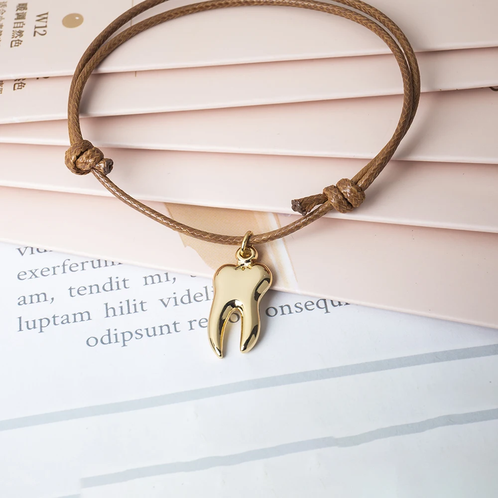 

Trendy Stainless Steel Tooth Charms Bracelets for Women Men Personality Adjustable Rope Bangle Jewelry Couple Bracelet Gifts