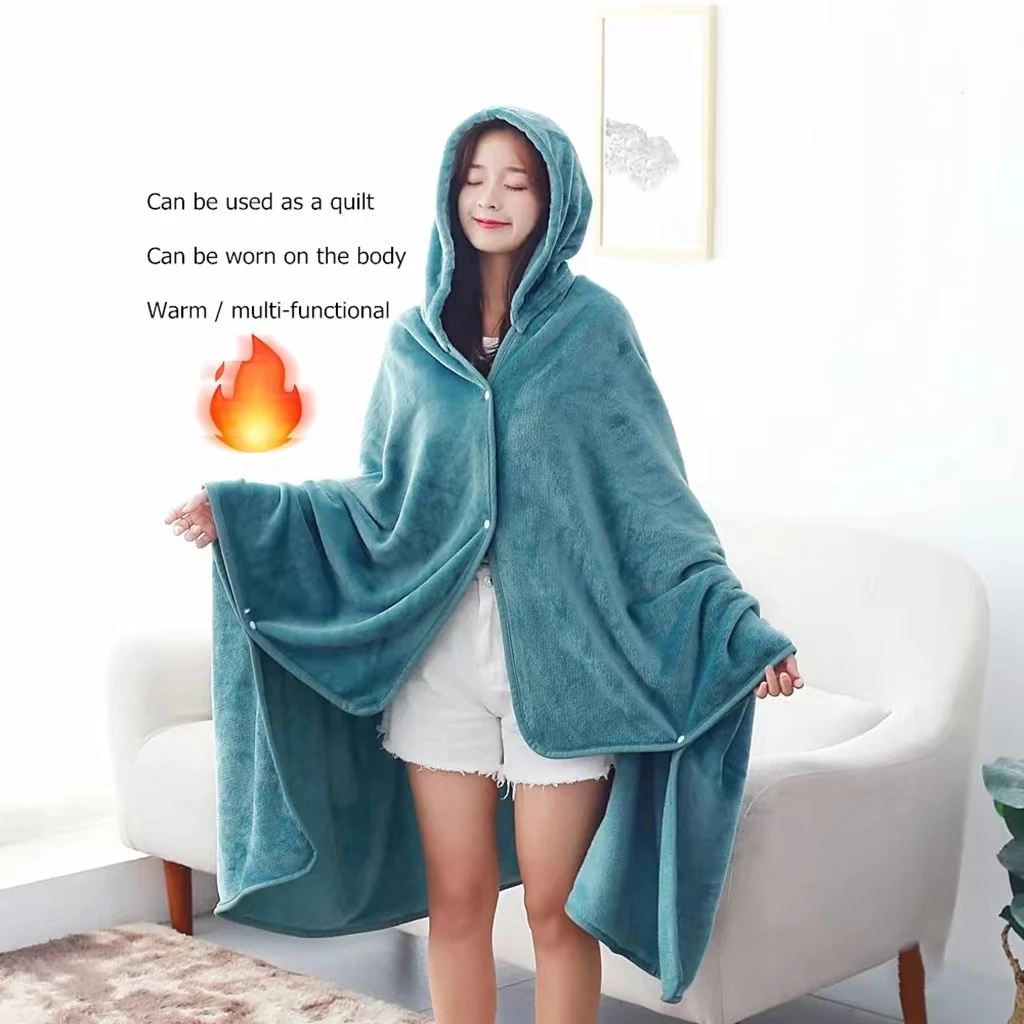 

Yasuk Winter Fashion Casual Unisex Warm Soft Sleepwear Flannel Velvet Cloak Blanket Can Be Worn Or Used As A Quilt Thick Sloid