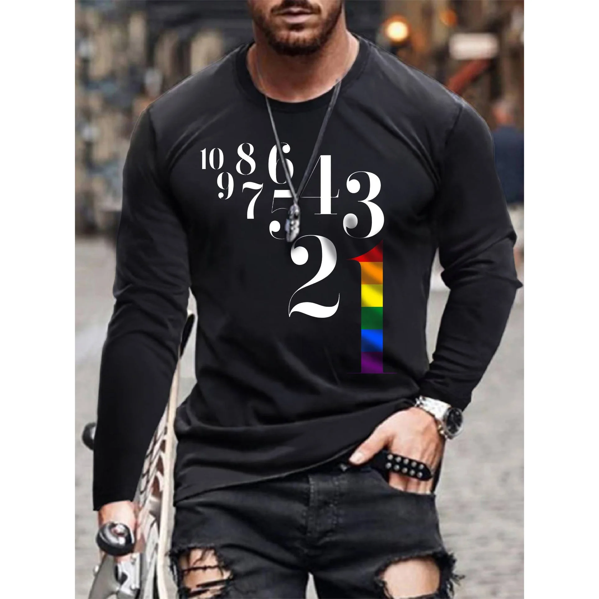 

Badassdude Countdown Printing Men's Casual Long Sleeved Shirt