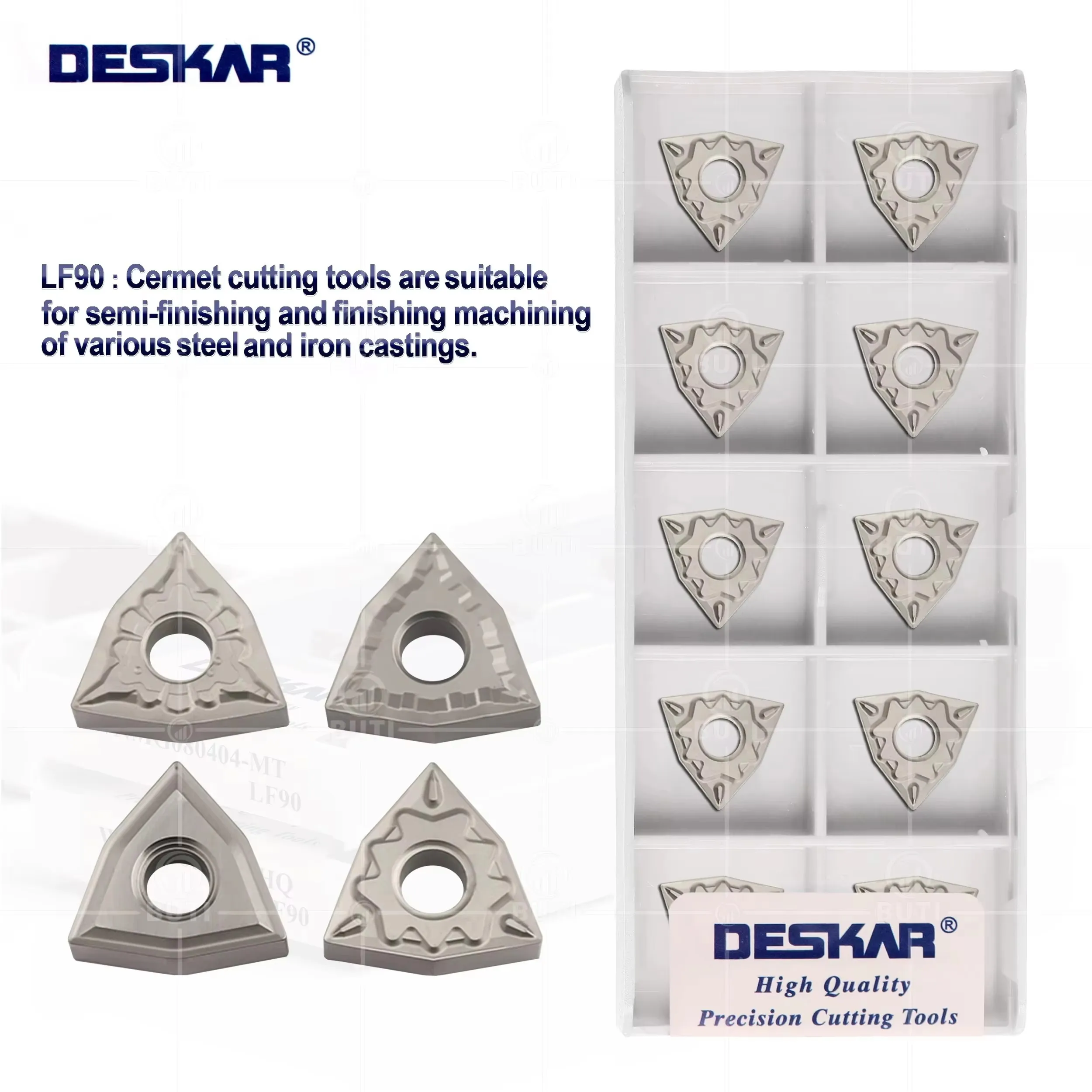 Фото DESKAR 100% Оригинальные токарные пластины WNMG080404 WNMG080408 MT HQ TS TC LF90 для станков с ЧПУ, керамические режущие инструменты №1