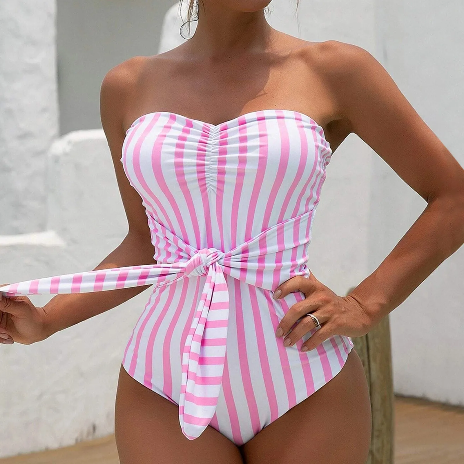 

Print Top Sexy Bikini Swimsuit Strap Stripe Women's Multicolor Swimwears Hawaii Sexy Vintage Swimwear High Waist Brazilian