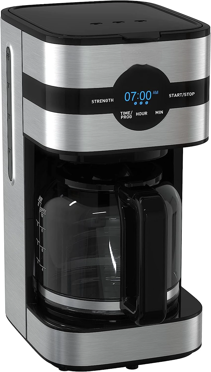 

Simply Brew Stainless Steel Drip Maker 10 Cup 900 Watts Digital Control, Filter, Drip Free, Dishwasher Safe Pot Silver and Bla