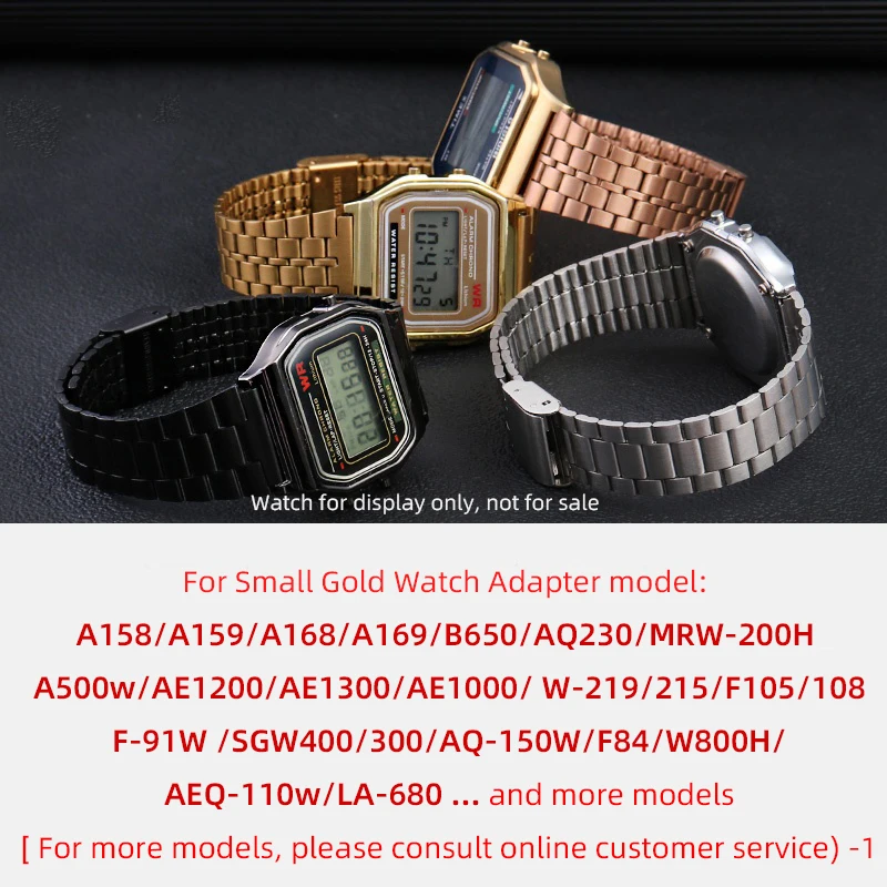 18mm stainless steel strap band for A158/159 A168/169 B650 AQ230 A500W AE1200/1300/1000 WB00H SGW400H F-91W/84 F105/108 bracelet
