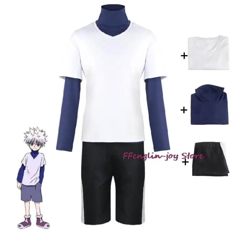 

Anime Hunter×Hunter Killua Zoldyck Cosplay Costume Adult Woman Man Top Lining Shorts Halloween Carnival Party Suit